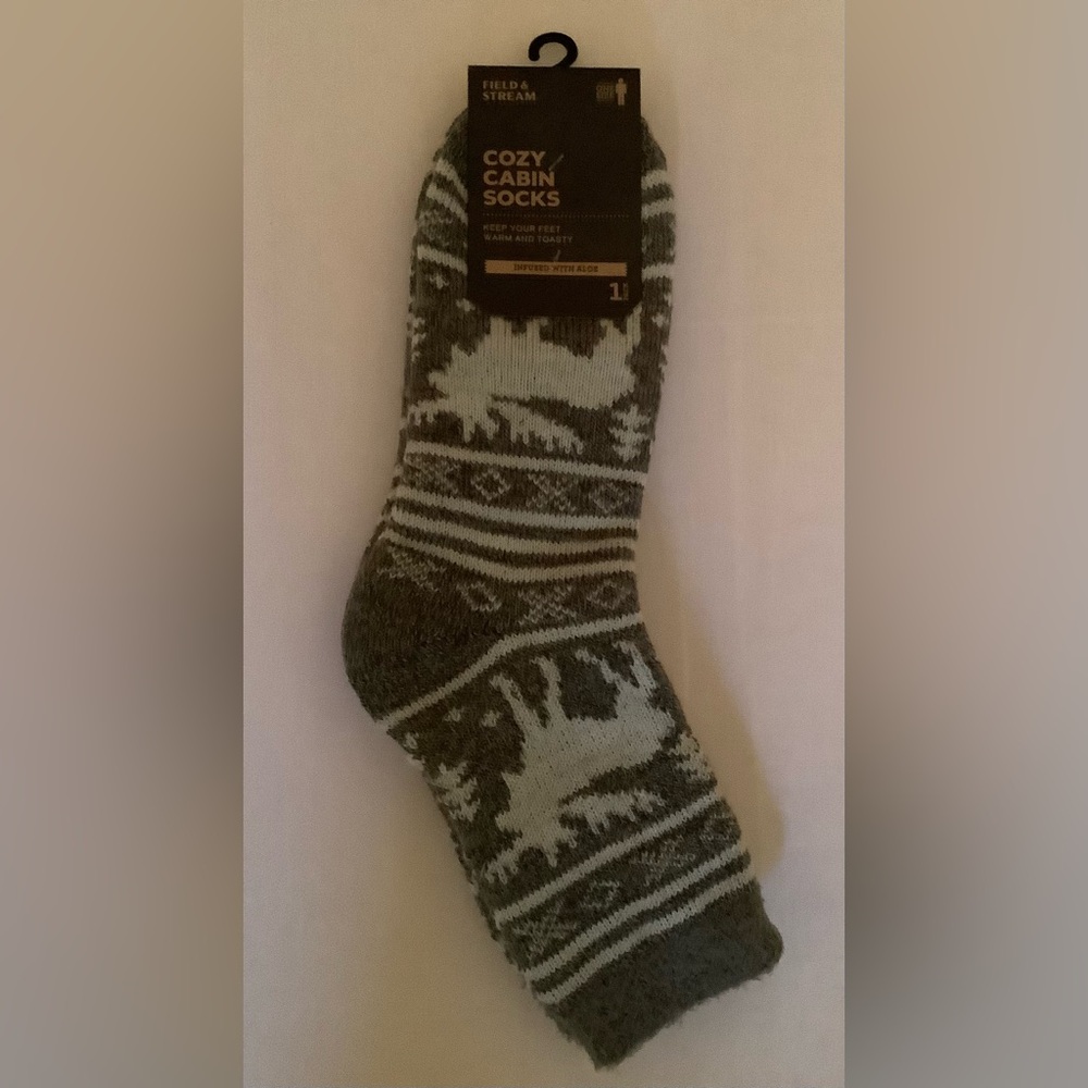 Field and Stream, Cozy Cabin Sock, Gray Patterned Sock infused with aloe